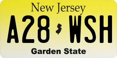 NJ license plate A28WSH