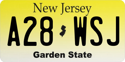 NJ license plate A28WSJ