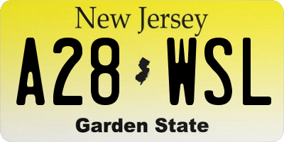 NJ license plate A28WSL