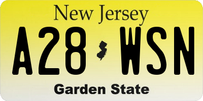 NJ license plate A28WSN