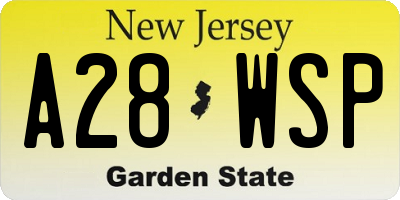 NJ license plate A28WSP