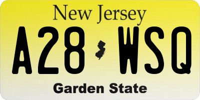 NJ license plate A28WSQ