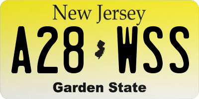 NJ license plate A28WSS