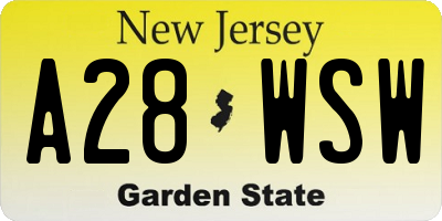 NJ license plate A28WSW