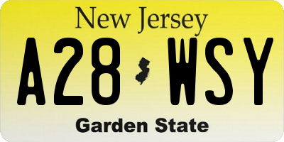NJ license plate A28WSY