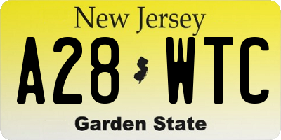 NJ license plate A28WTC