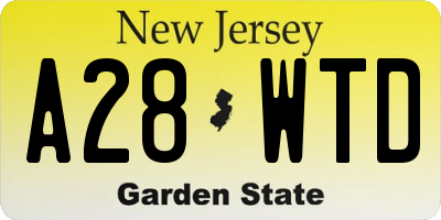 NJ license plate A28WTD