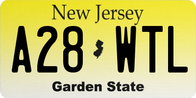 NJ license plate A28WTL