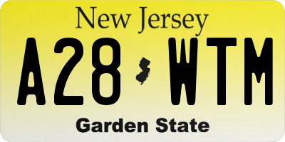 NJ license plate A28WTM
