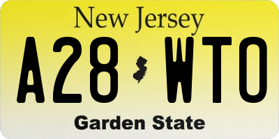 NJ license plate A28WTO