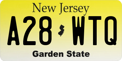 NJ license plate A28WTQ