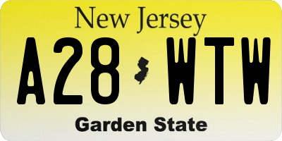 NJ license plate A28WTW