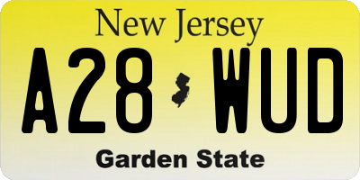 NJ license plate A28WUD