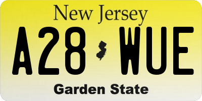 NJ license plate A28WUE