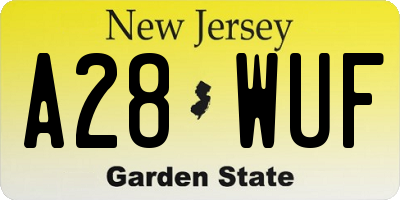 NJ license plate A28WUF