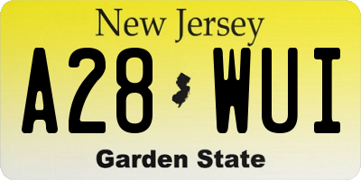 NJ license plate A28WUI