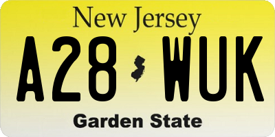NJ license plate A28WUK