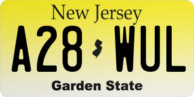NJ license plate A28WUL