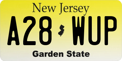 NJ license plate A28WUP