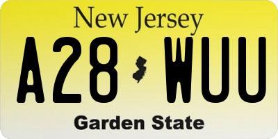 NJ license plate A28WUU