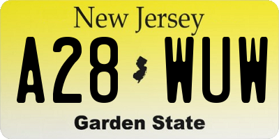 NJ license plate A28WUW