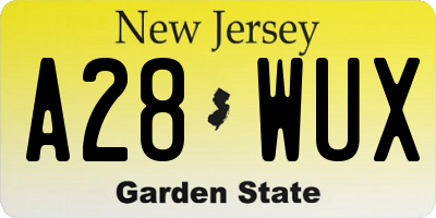 NJ license plate A28WUX