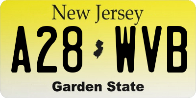 NJ license plate A28WVB