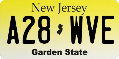 NJ license plate A28WVE