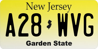 NJ license plate A28WVG