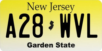 NJ license plate A28WVL
