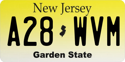 NJ license plate A28WVM