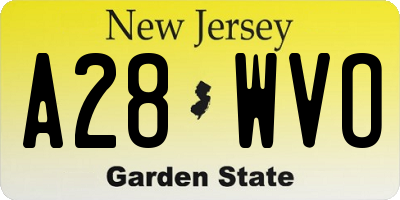 NJ license plate A28WVO