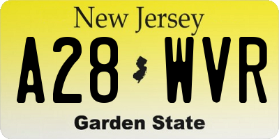 NJ license plate A28WVR