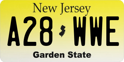 NJ license plate A28WWE