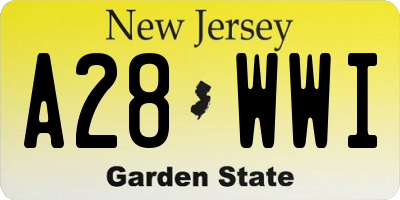 NJ license plate A28WWI
