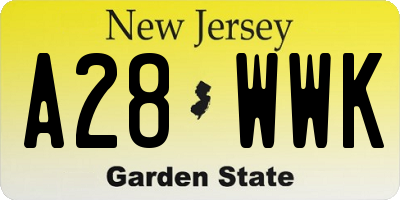 NJ license plate A28WWK