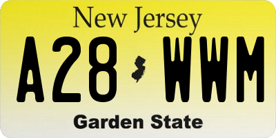 NJ license plate A28WWM