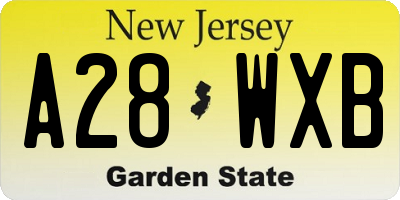 NJ license plate A28WXB