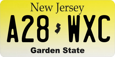 NJ license plate A28WXC