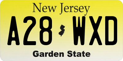 NJ license plate A28WXD