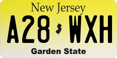 NJ license plate A28WXH
