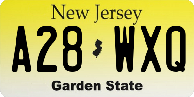 NJ license plate A28WXQ