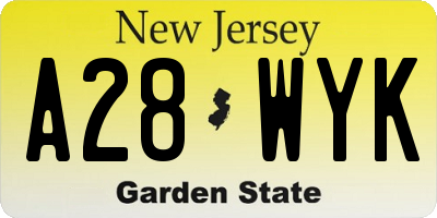 NJ license plate A28WYK
