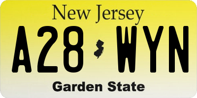NJ license plate A28WYN