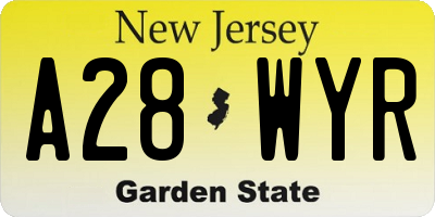NJ license plate A28WYR