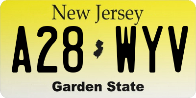 NJ license plate A28WYV