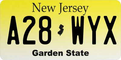 NJ license plate A28WYX
