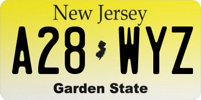 NJ license plate A28WYZ