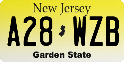 NJ license plate A28WZB