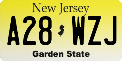 NJ license plate A28WZJ